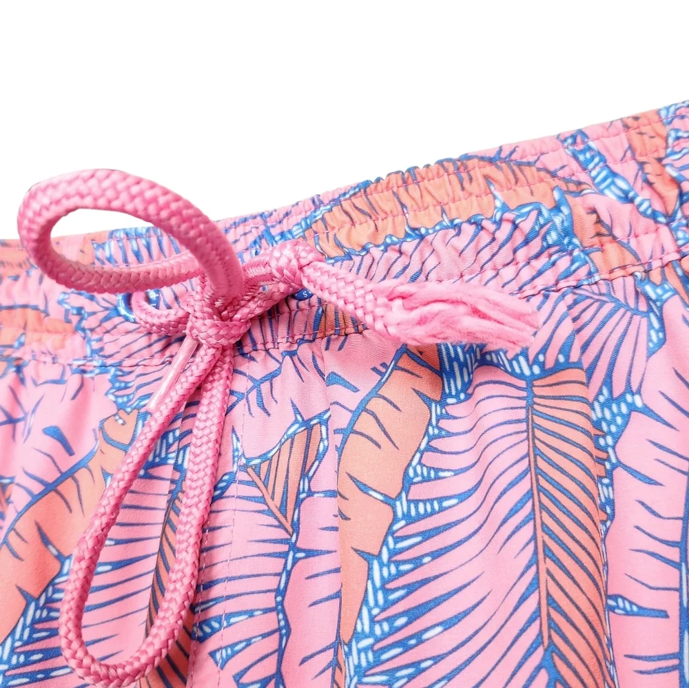 Vineyard Vines Printed Chappy Island Palms Swim Trunks Pink Orange Mens Size XL